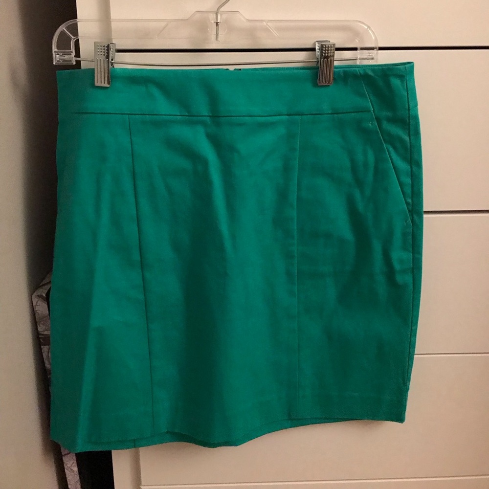 Green mini skirt
